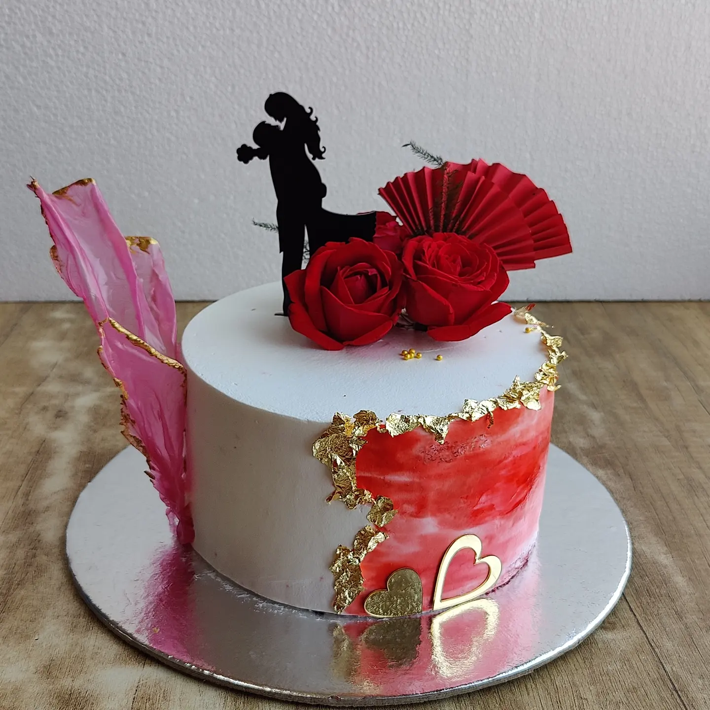 red rose silhouette couple