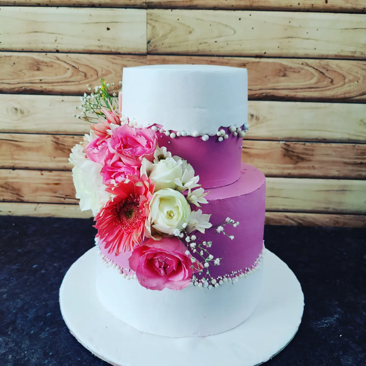 pink floral three tier elegant