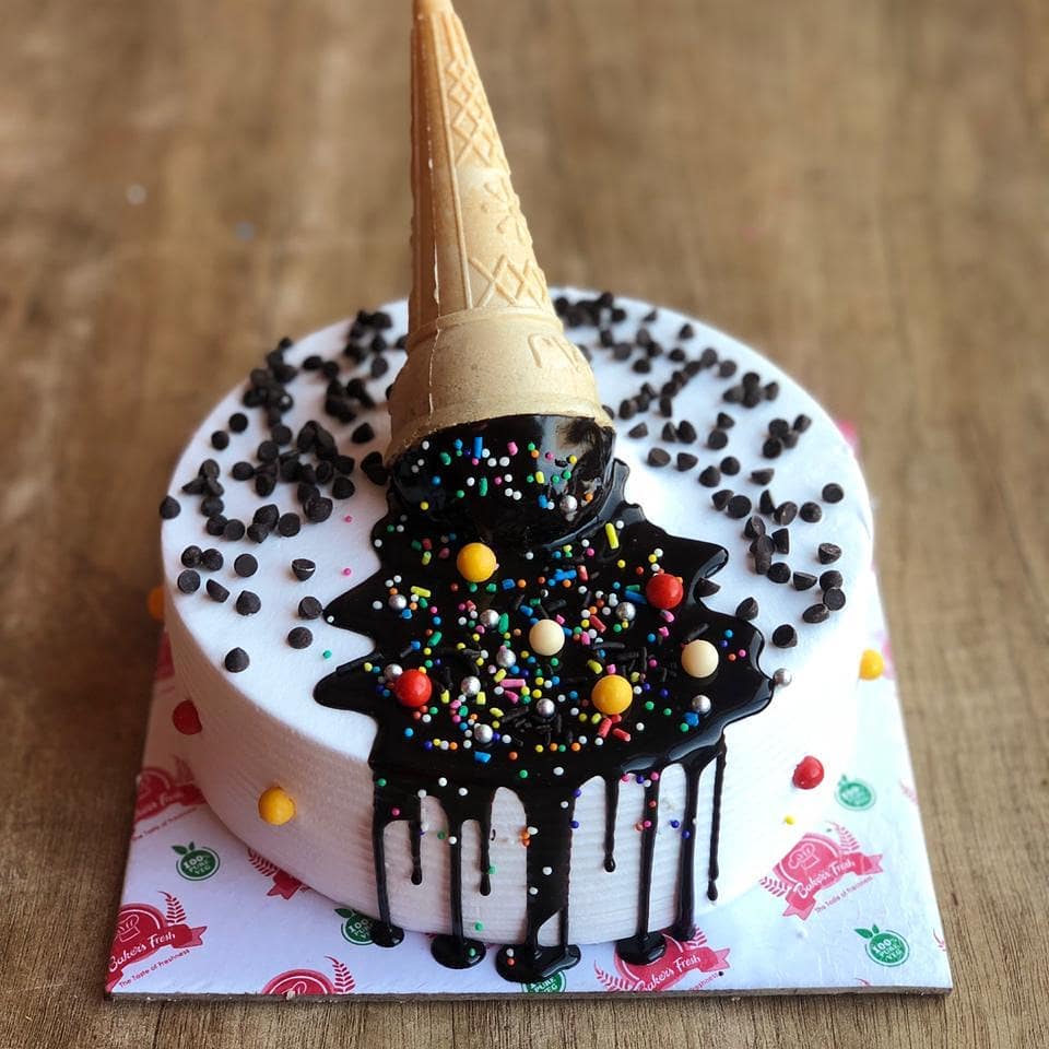 white cone chocolate drip