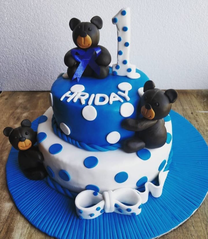 bear polka dot blue