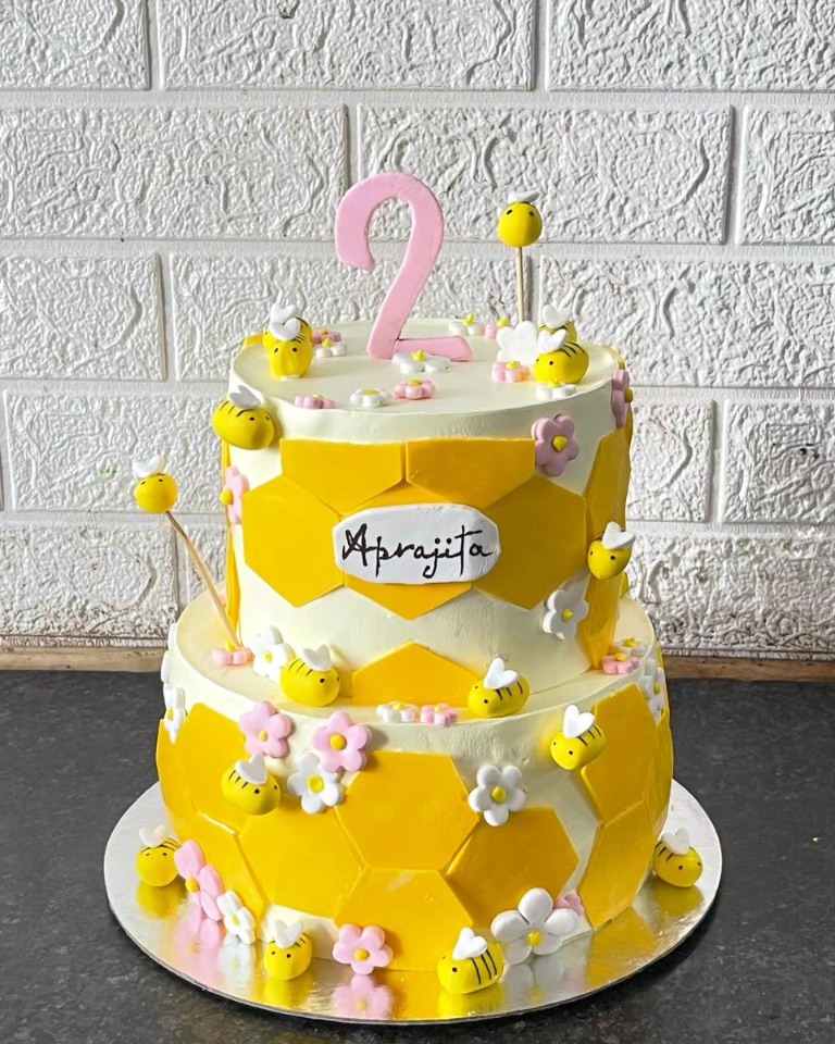 bee honeycomb yellow pink