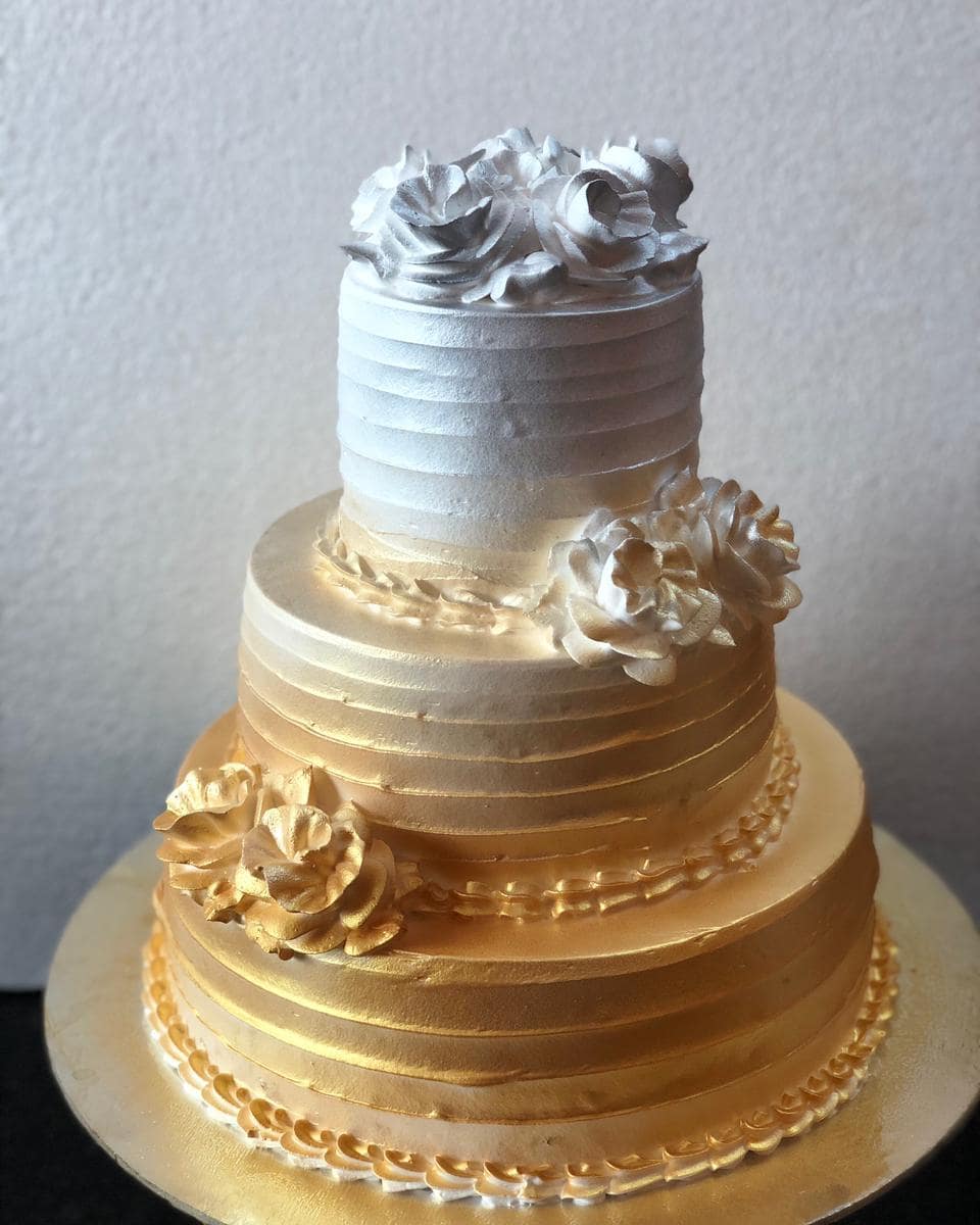 gold white rose luxury 3tier