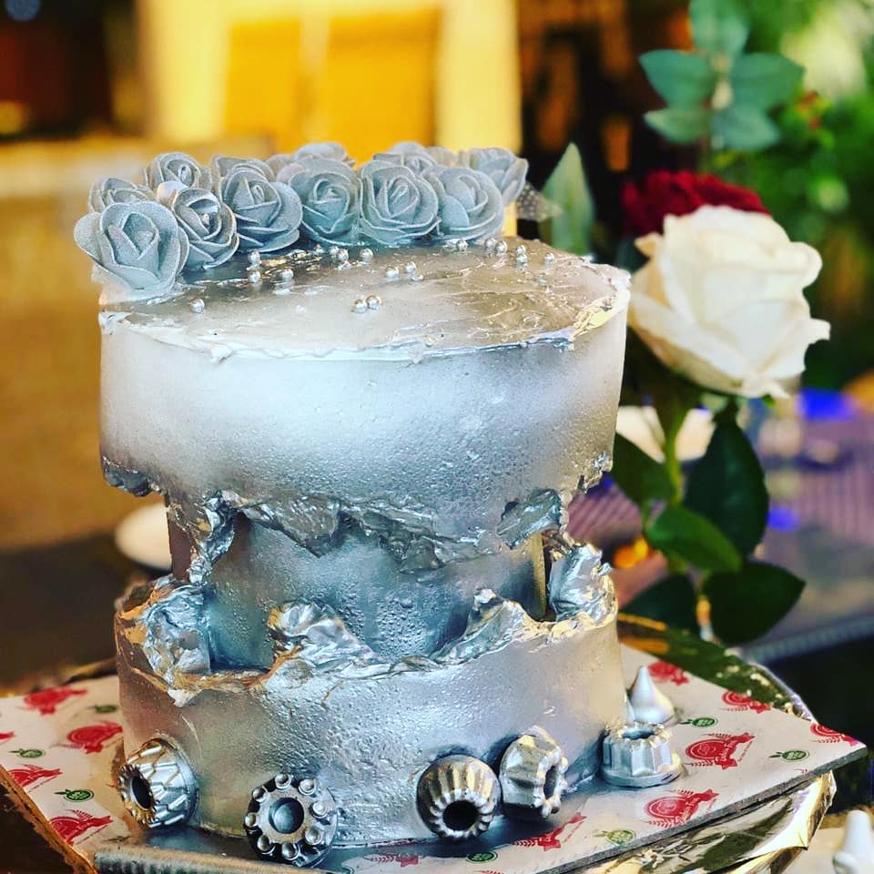 silver rose geode tier