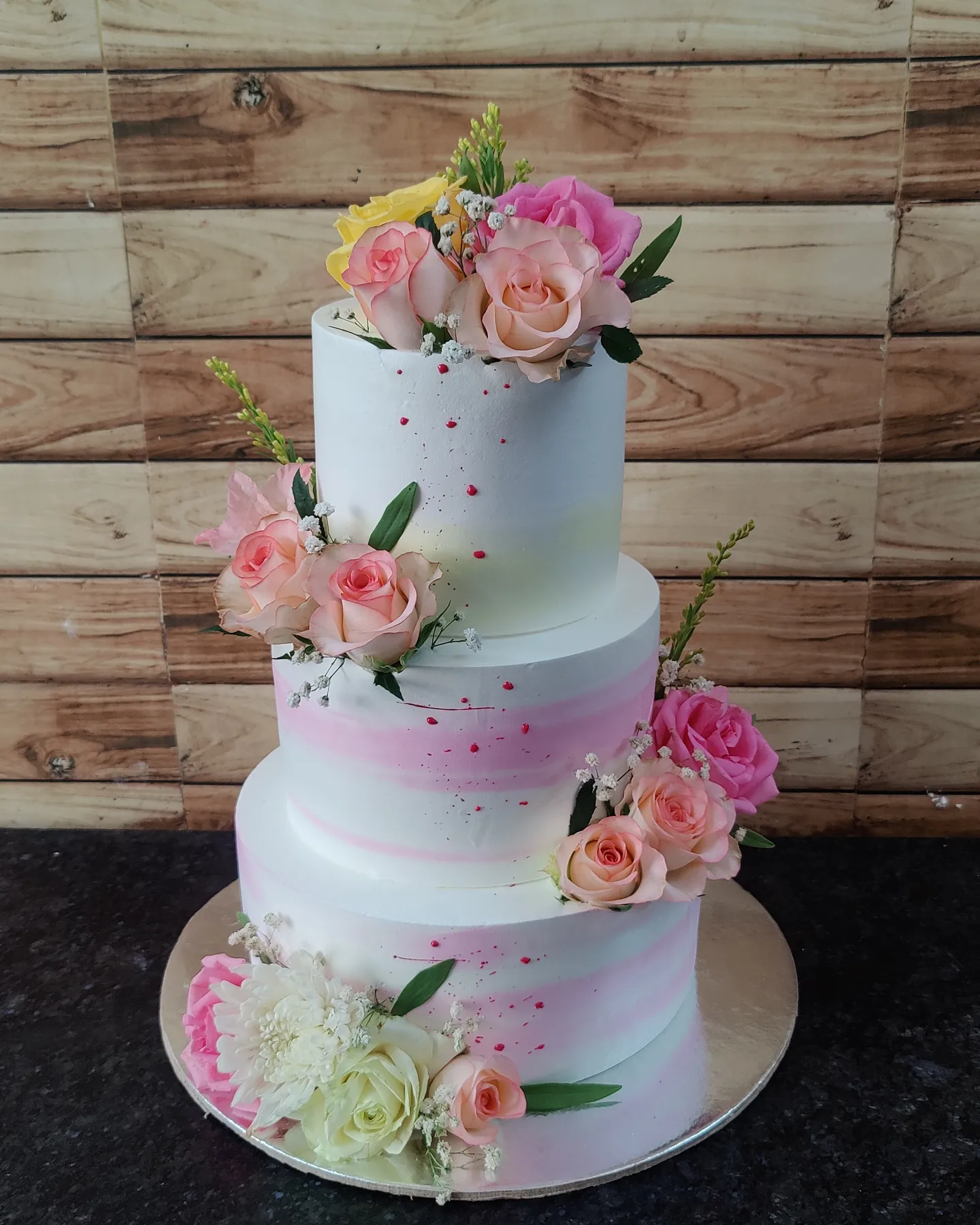 blush pink rose white 3tier